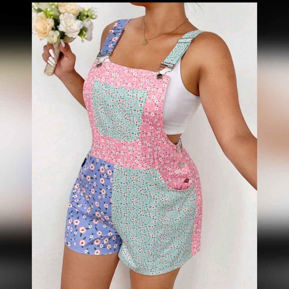 Pink and Blue Floral Jumpsuit